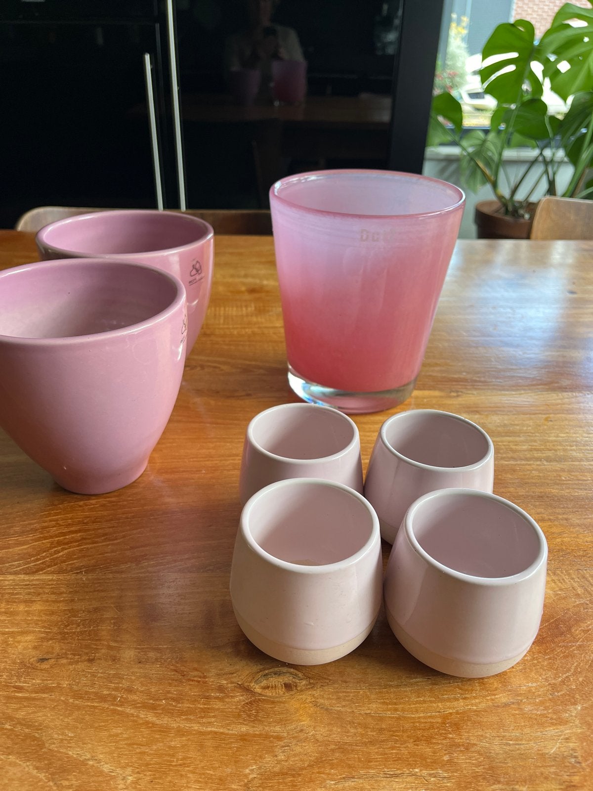 Roze servies set: Dutz vaas, Ecri Living kommen, IKEA kopjes, Gebruikt, Keramiek, IKEA, Ophalen of Verzenden