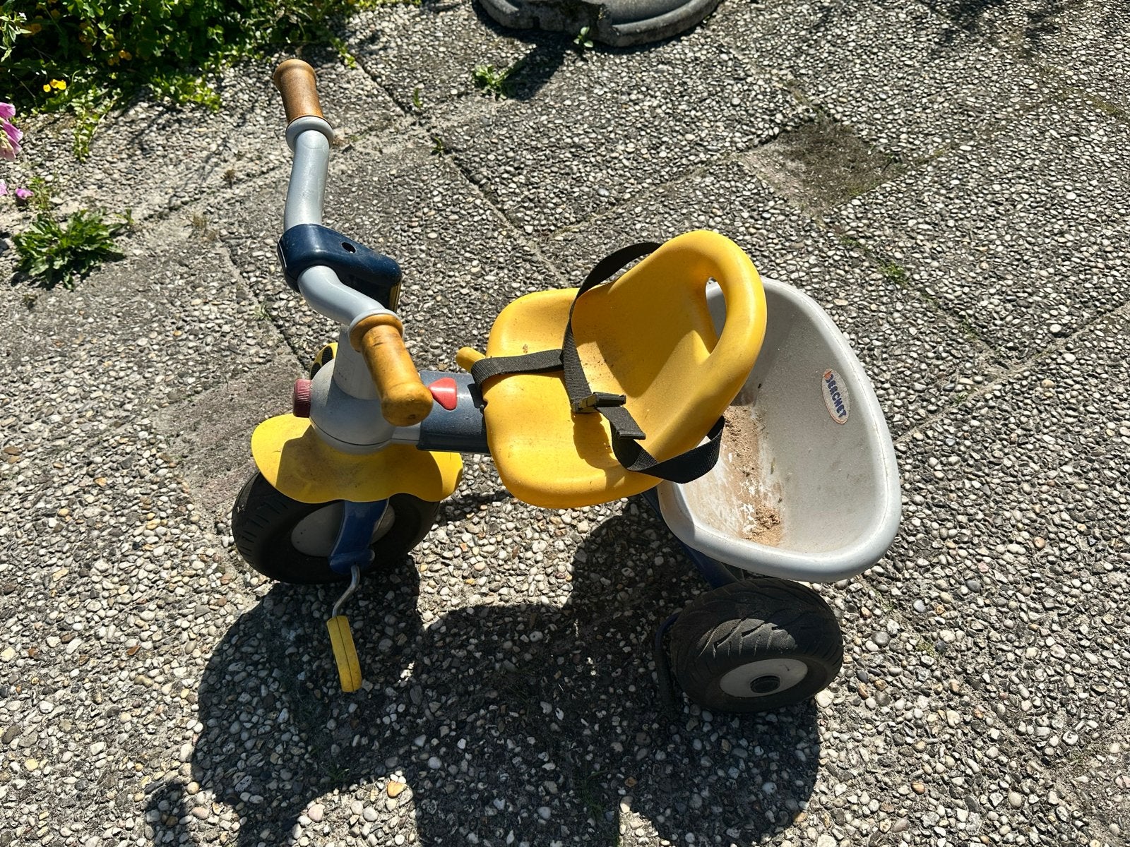 Driewieler fiets met gordeltje - Geel/Grijs, Ophalen, Gebruikt, Terugtraprem
