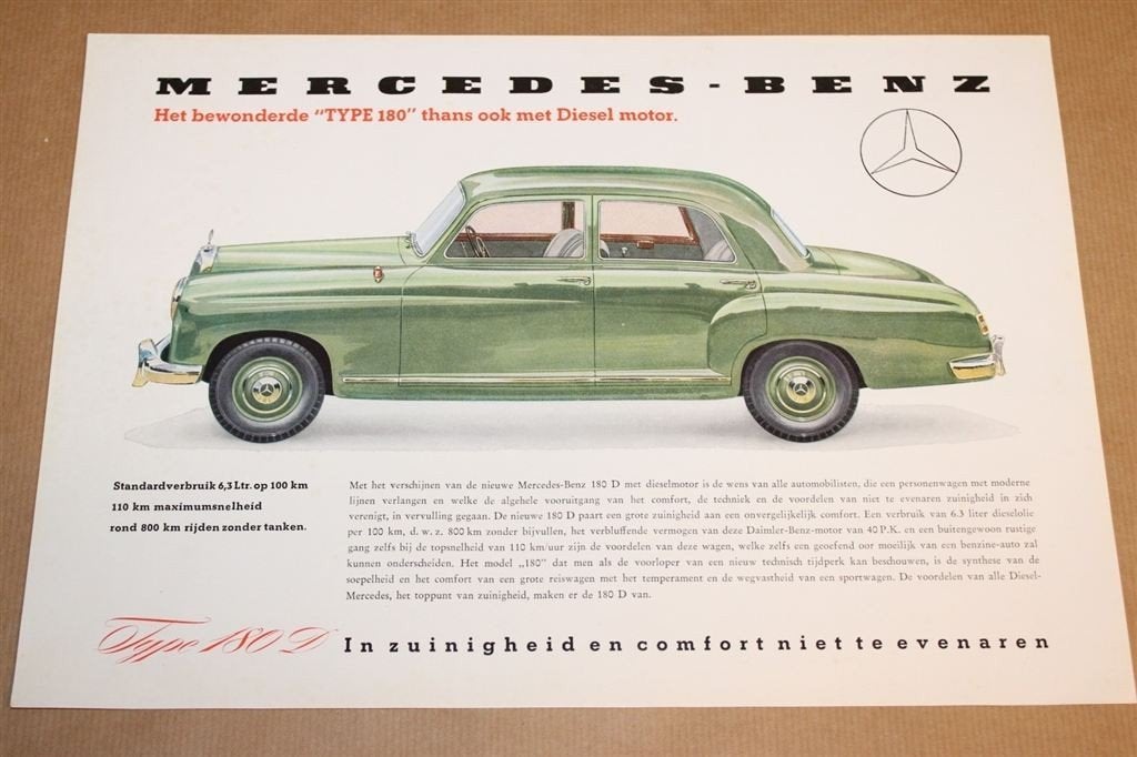 Zeldzame reclame-folder - Mercedes-Benz Type 180 - 1955, Ophalen of Verzenden, Zo goed als nieuw, Mercedes