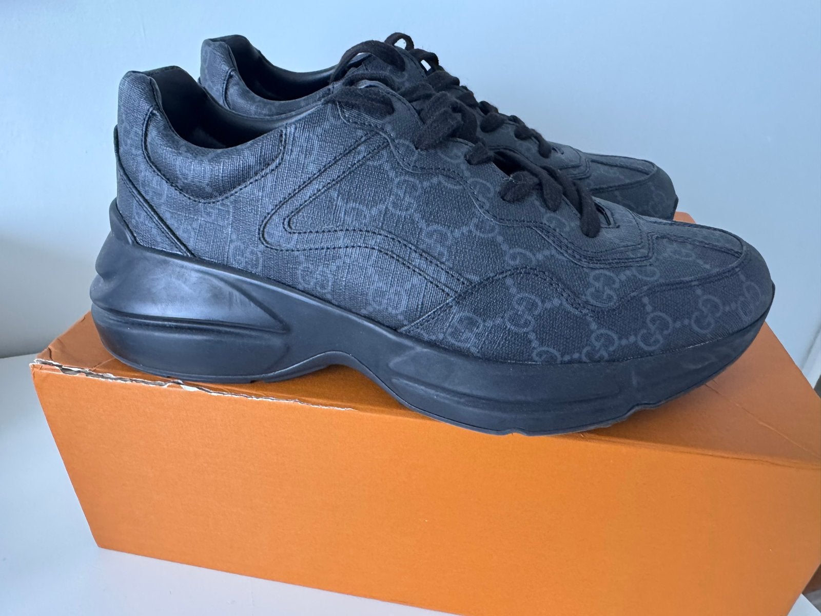 Gucci Rhyton GG Supreme Sneakers Zwart, Kleding | Heren, Schoenen, Ophalen of Verzenden, Zo goed als nieuw, Zwart, Sneakers of Gympen