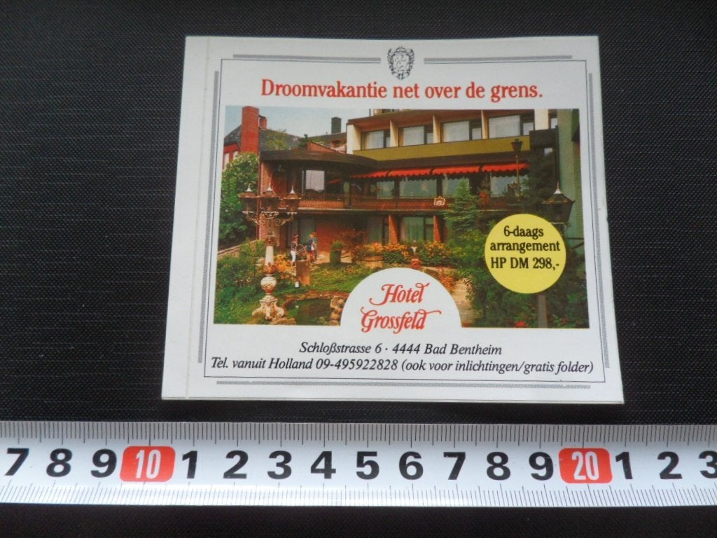 sticker Duitsland Bad Bentheim Hotel Grossfeld, Ophalen, Zo goed als nieuw