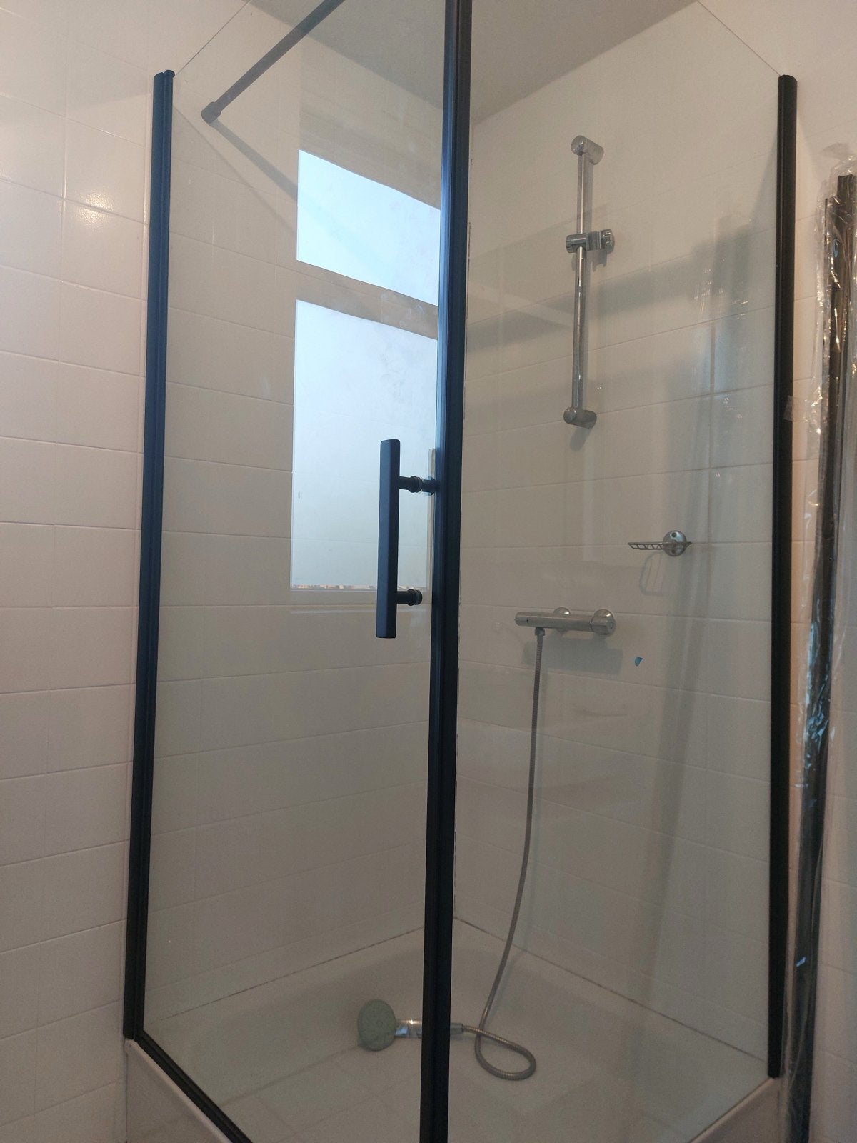 Douchecabine 90x90 Boss&Wessing 6mm Helder Glas Zwart, Ophalen, Gebruikt, Glas, Douche