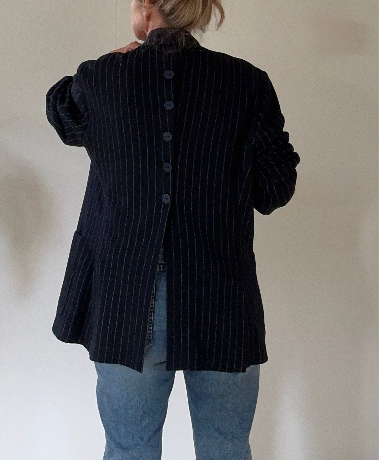 Vintage Button Back Blazer - Uniek Vermaakt Stuk - Oversized, Ophalen of Verzenden, Zo goed als nieuw