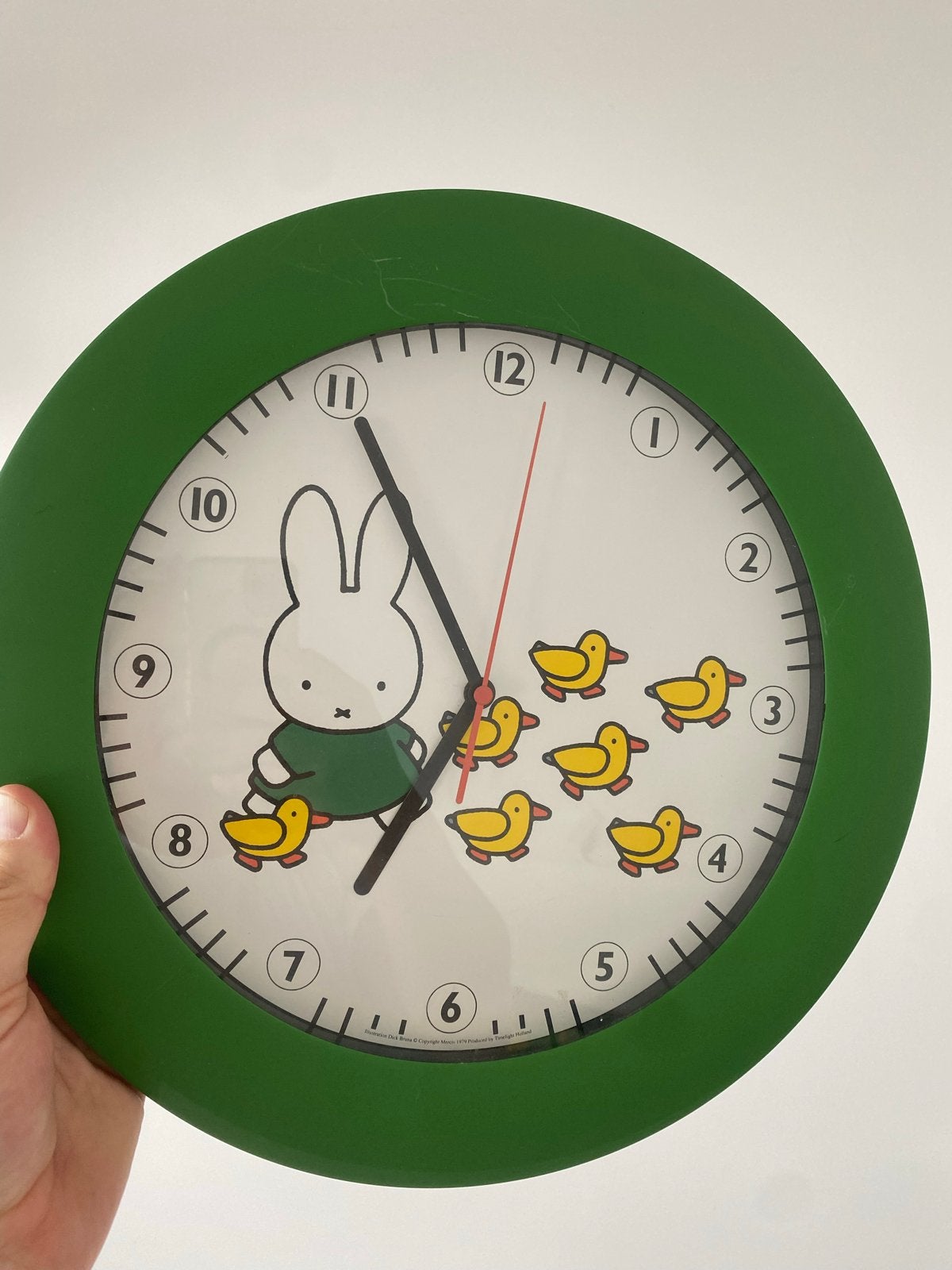 Nijntje Wandklok met Eendjes - Groen, Analoog, Werkt op batterijen, Ophalen of Verzenden, Groen