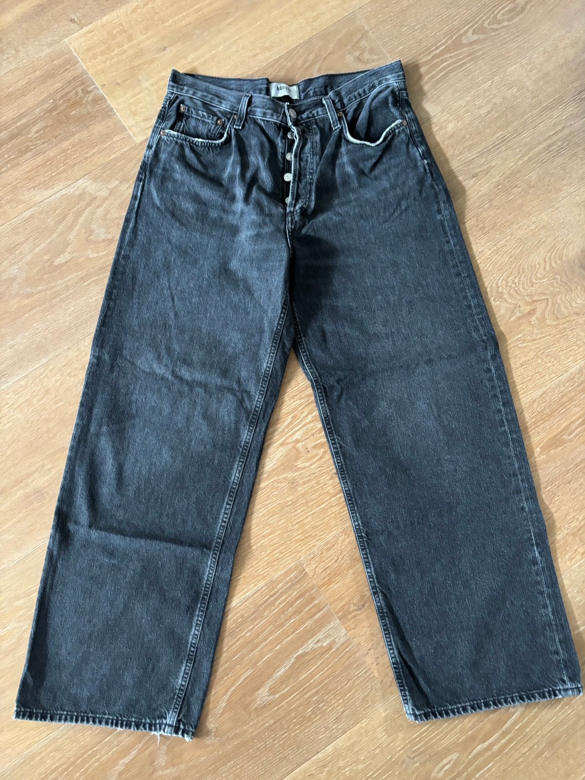 Agolde jeans low slung baggy ditch washed black 28, Verzenden, Zo goed als nieuw, Zwart, W28 - W29 (confectie 36)