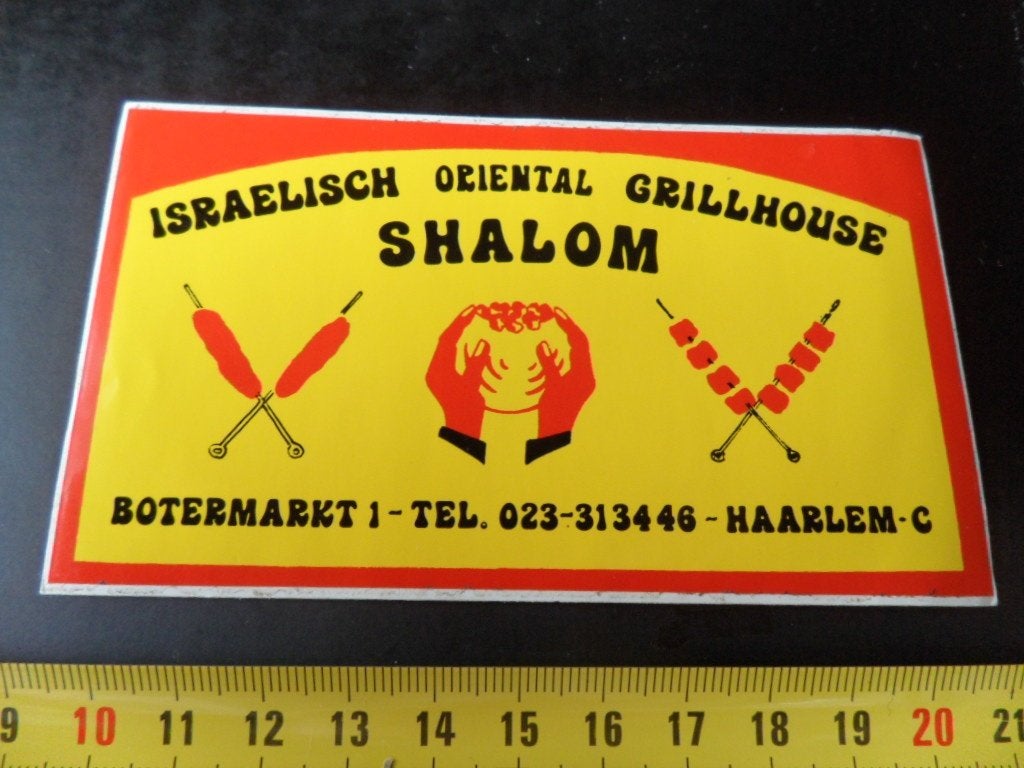 sticker haarlem isr oriental grillhouse SHALOM botermarkt, Ophalen, Zo goed als nieuw
