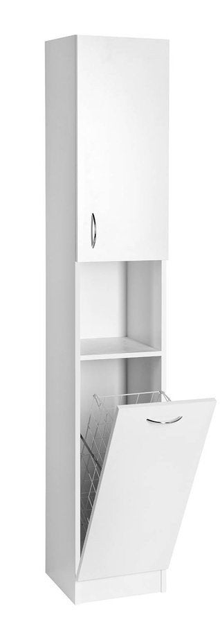 Hoge kolomkast twee deuren 30x30x180cm Eco met Wasmand Wit, Ophalen, Minder dan 50 cm, Met deur(en), Info@dealplein.nl