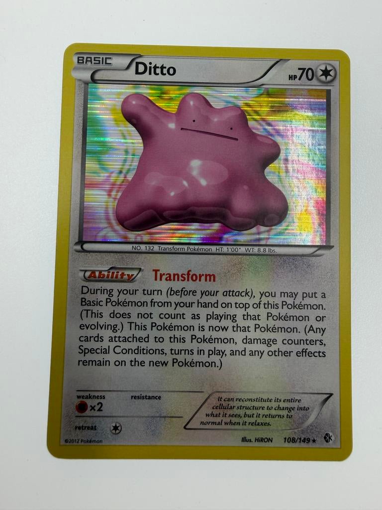 Pokémon Kaart - Ditto (Foil) - HP70 - 108/149, Ophalen of Verzenden, Zo goed als nieuw, Losse kaart, Foil