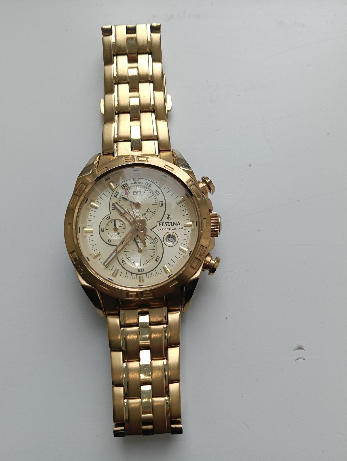 Festina Chronograaf Herenhorloge Goudkleurig F16648, Sieraden, Tassen en Uiterlijk, Horloges | Heren, Ophalen of Verzenden