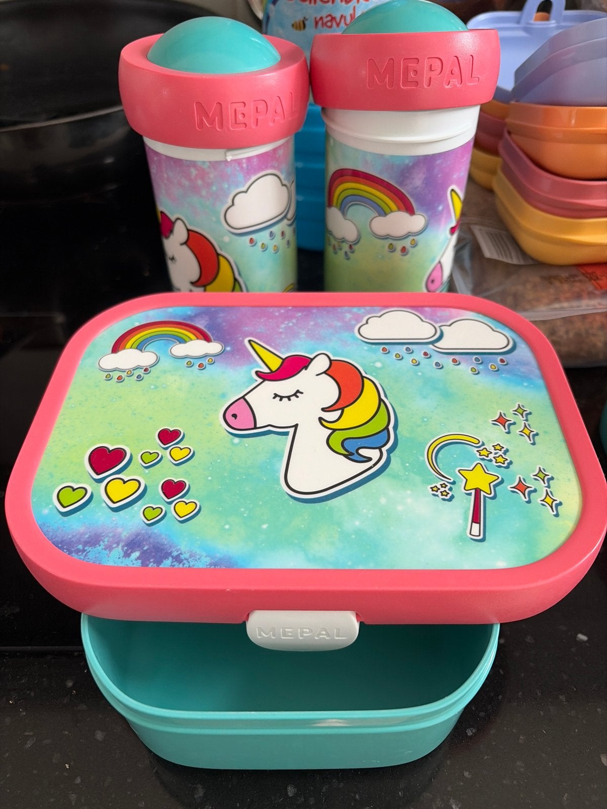 Mepal Eenhoorn Lunchbox en Drinkbekers Set, Ophalen of Verzenden, Zo goed als nieuw