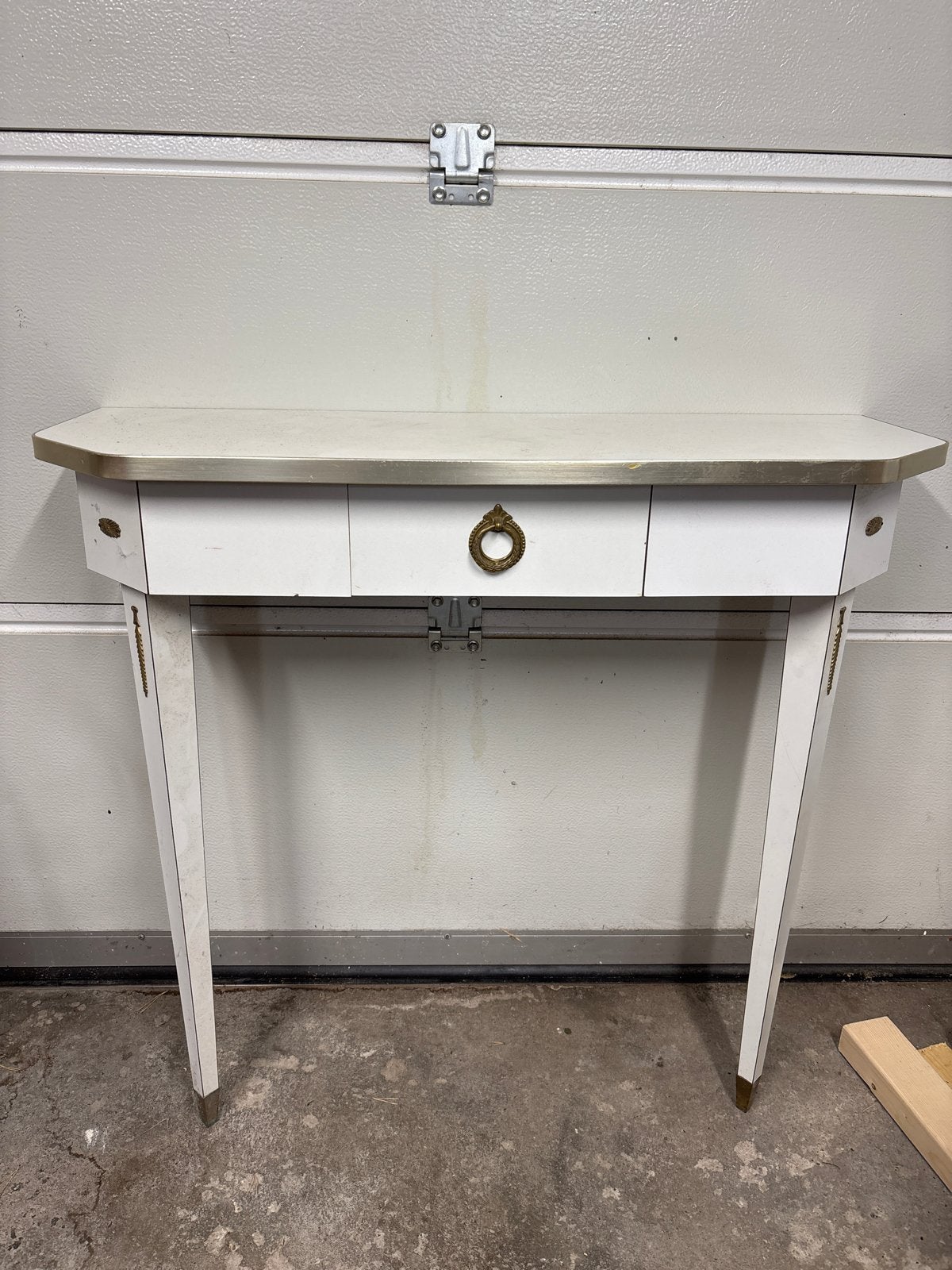Vintage Console Tafel met Lade - Wit & Goudkleurig, Ophalen