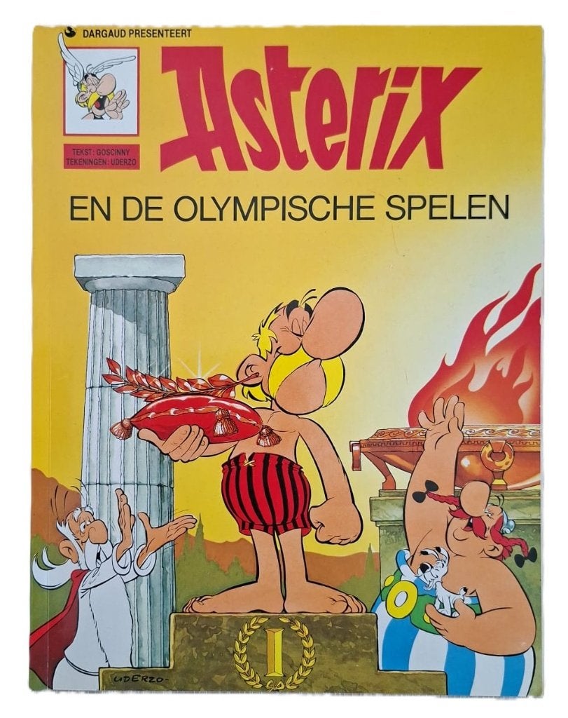 Asterix en de Olympische Spelen – stripboek, Gelezen, Eén stripboek, Ophalen of Verzenden, Goscinny en Uderzo