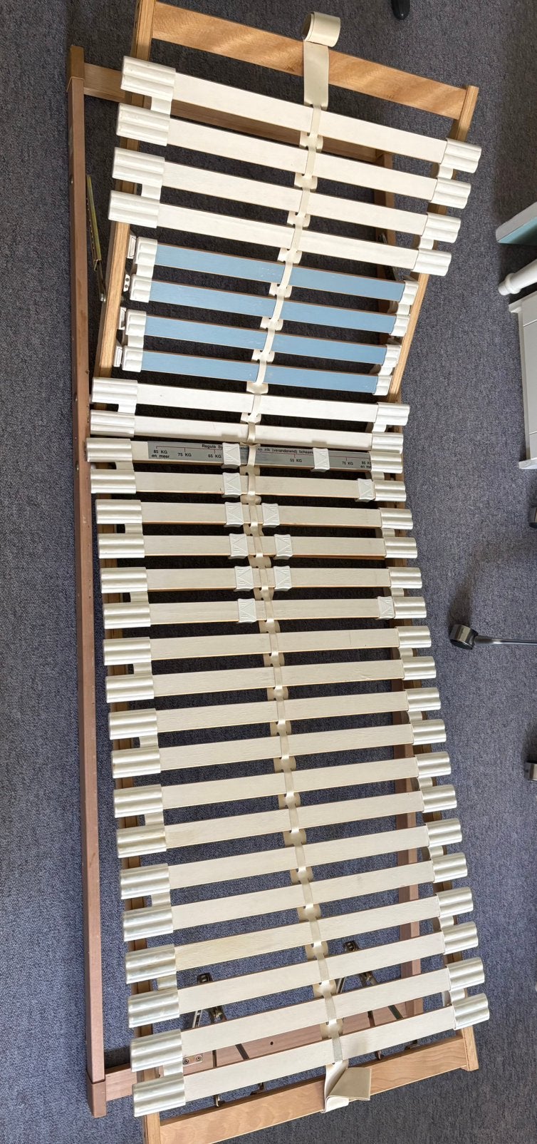 2 verstelbare lattenbodems van 70x200cm, Ophalen, Gebruikt, Bedbodem, 200 cm