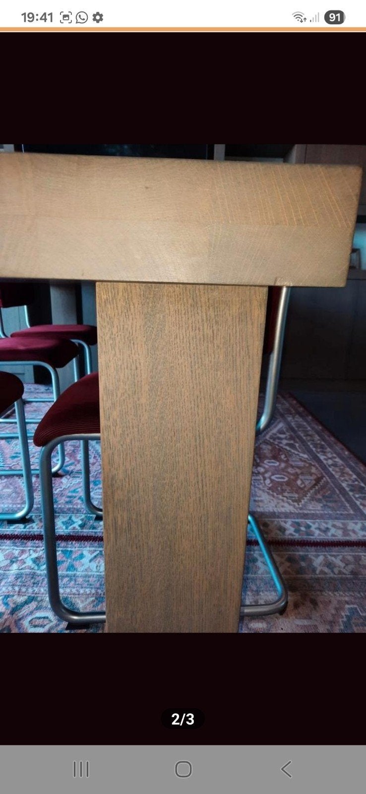 Eikenhouten eettafel van Fred Constant, Ophalen, Gebruikt, 200 cm of meer, 50 tot 100 cm