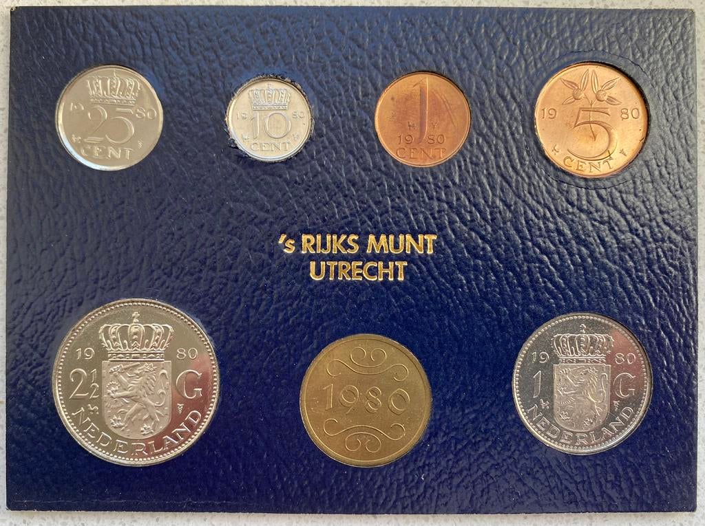 Gulden Muntset 1980 FDC in mapje, Postzegels en Munten, Munten | Nederland, Ophalen of Verzenden, Koningin Juliana, Setje