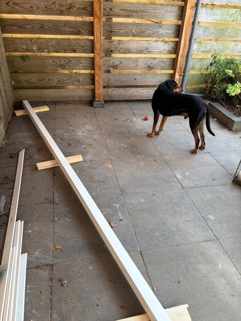 5x Hardhout RAL 9016 plinten 490x70x13 cm, Ophalen, Overige materialen, Nieuw, 250 cm of meer