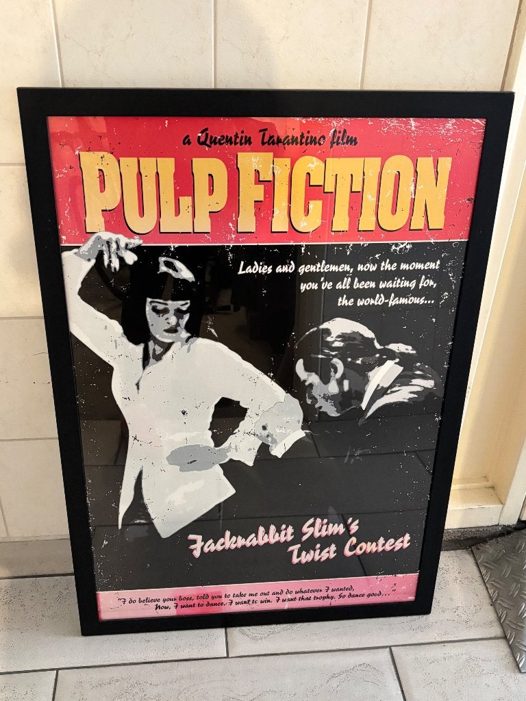 Ingelijste Pulp Fiction poster, Huis en Inrichting, Woonaccessoires | Lijsten, Ophalen, Zo goed als nieuw, 75 cm of meer, 50 tot 75 cm