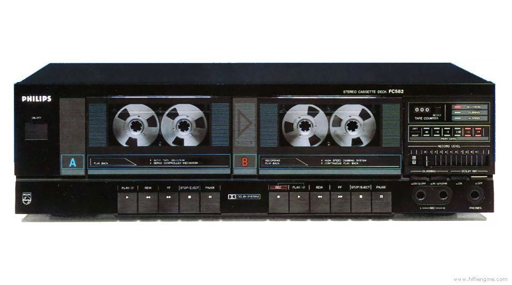 Philips FC582 Stereo Cassette Deck, Ophalen, Dubbel, Philips