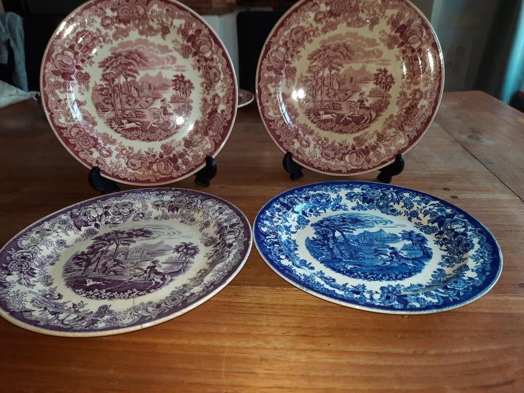 Set van 4 antieke ovale serveerschalen - Amazone decor, Ophalen of Verzenden