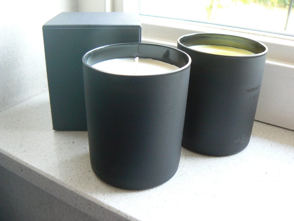 2 Geurkaars (sen) Liberta glas, 9 cm, Overige merken, Nieuw, Ophalen of Verzenden