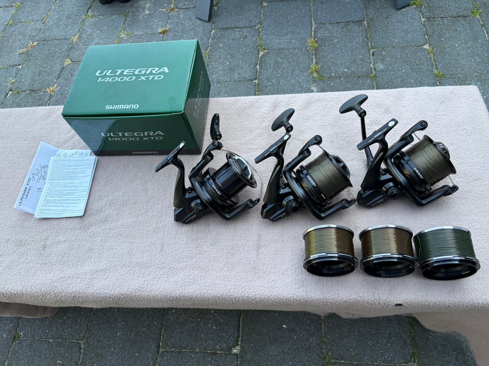 3 x shimano ultegra xtd 14000 big pit molens + 3 x spoel, Ophalen of Verzenden, Gebruikt, Molen
