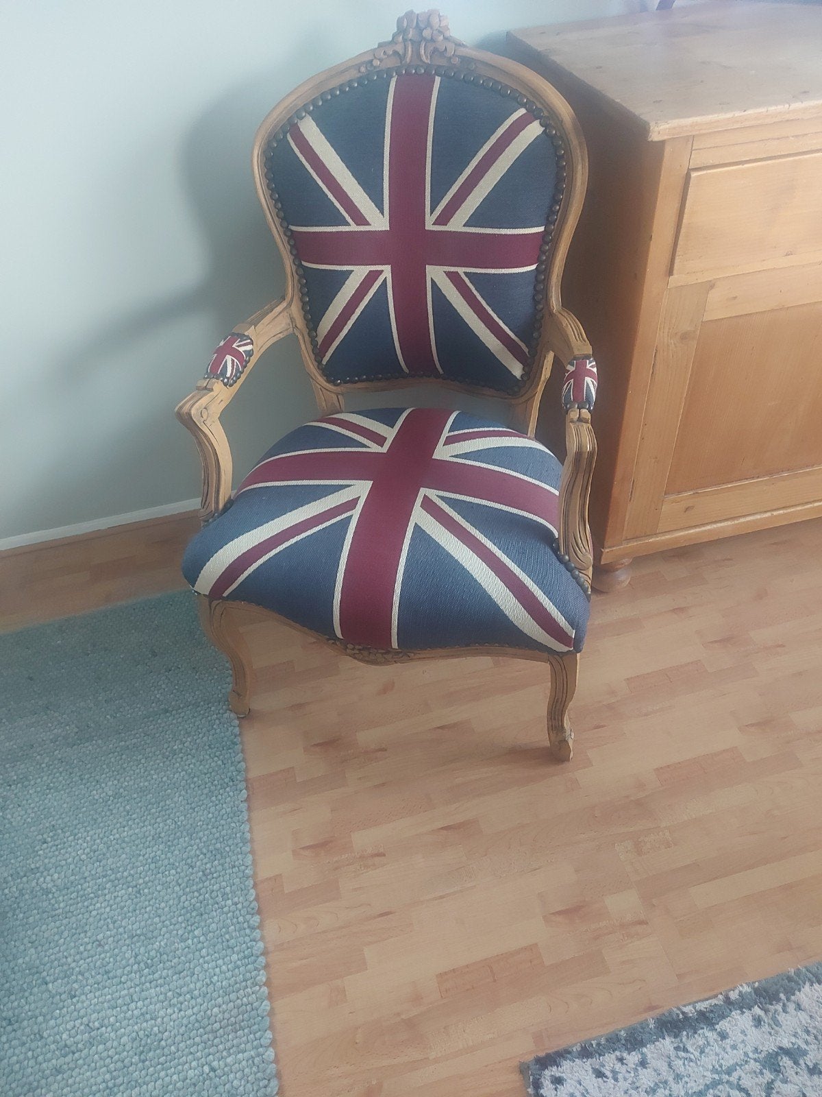 Vintage fauteuil met Union Jack bekleding, Ophalen