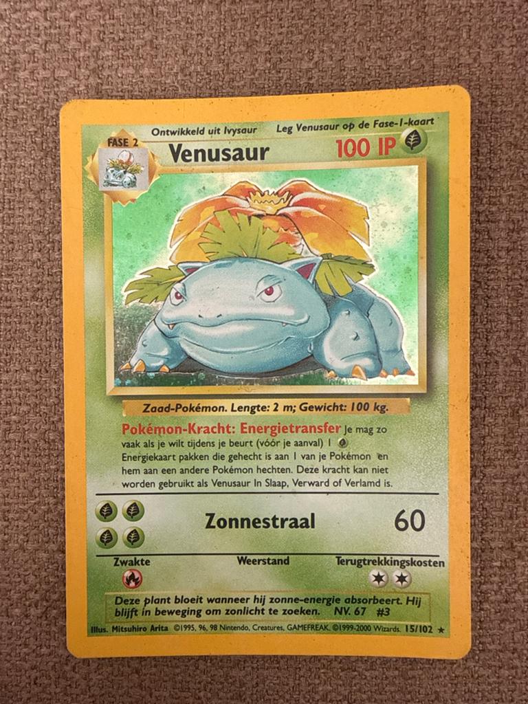 Venusaur Pokémon Kaart (Basis Set, Holo, 15/102), Hobby en Vrije tijd, Verzamelkaartspellen | Pokémon, Zo goed als nieuw, Losse kaart