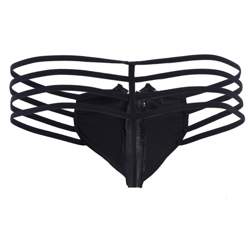 Zwarte leren heren touwen g-string, Kleding | Heren, Ondergoed, Verzenden, Zwart, Slip