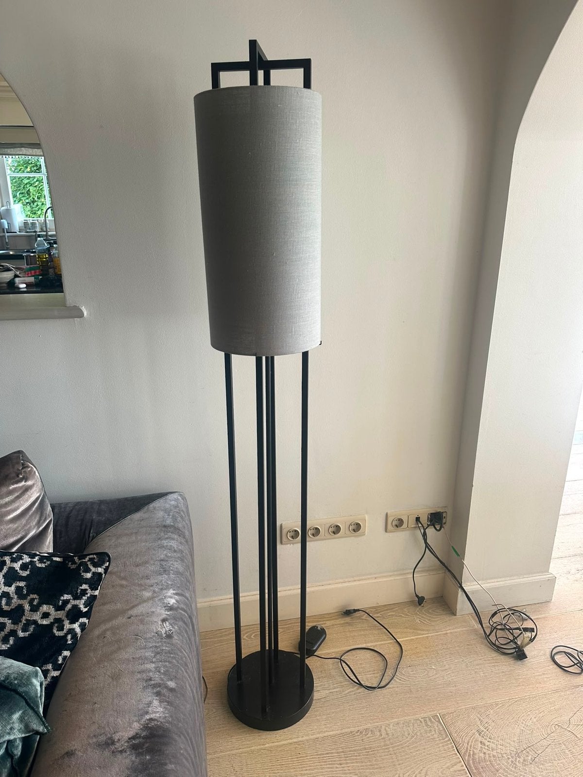 Layer by Adje Moderne staande lamp met stoffen kap, Ophalen, Zo goed als nieuw, Metaal, 150 tot 200 cm