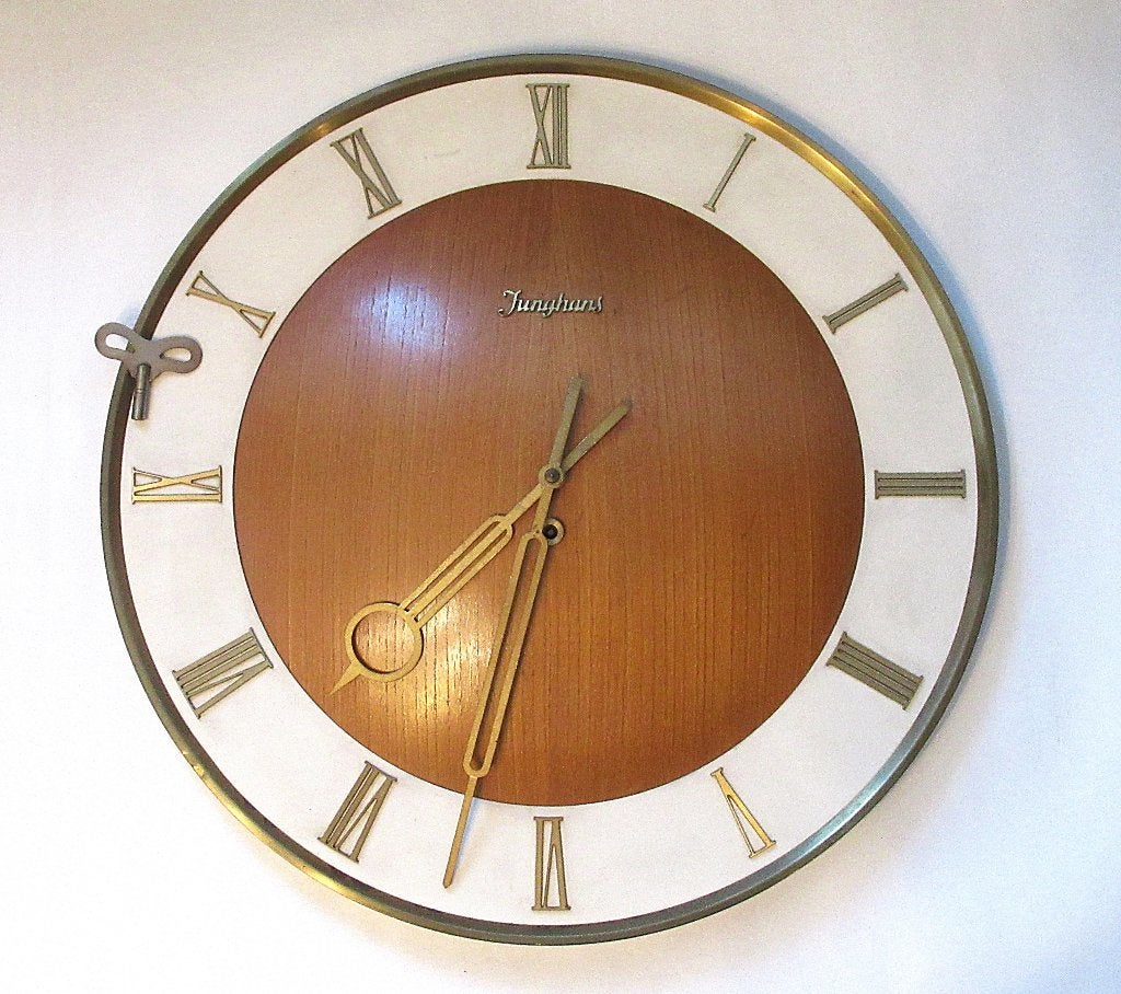 rote Retro Junghans wandklok uit de 60 jaren., Ophalen of Verzenden