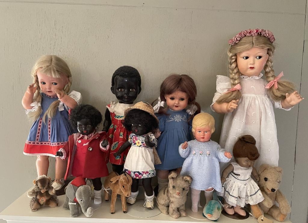 Diverse antieke poppen en Steiff, Verzamelen, Poppen, Verzenden, Gebruikt, Pop