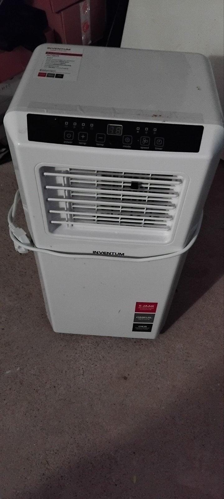 Inventum AC901 3-in-1 Mobiele Airco - Koelen Ontvochtigen, V, Ophalen, Gebruikt, 3 snelheden of meer, Koelen en Ontvochtigen