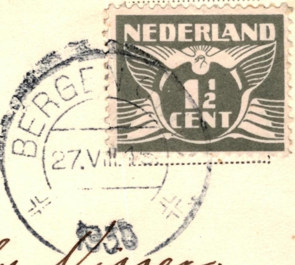 700107 Bergen jr 30 Schoorlscheweg Gelopen met postzegel, Ophalen of Verzenden, 1920 tot 1940, Gelopen, Noord-Holland