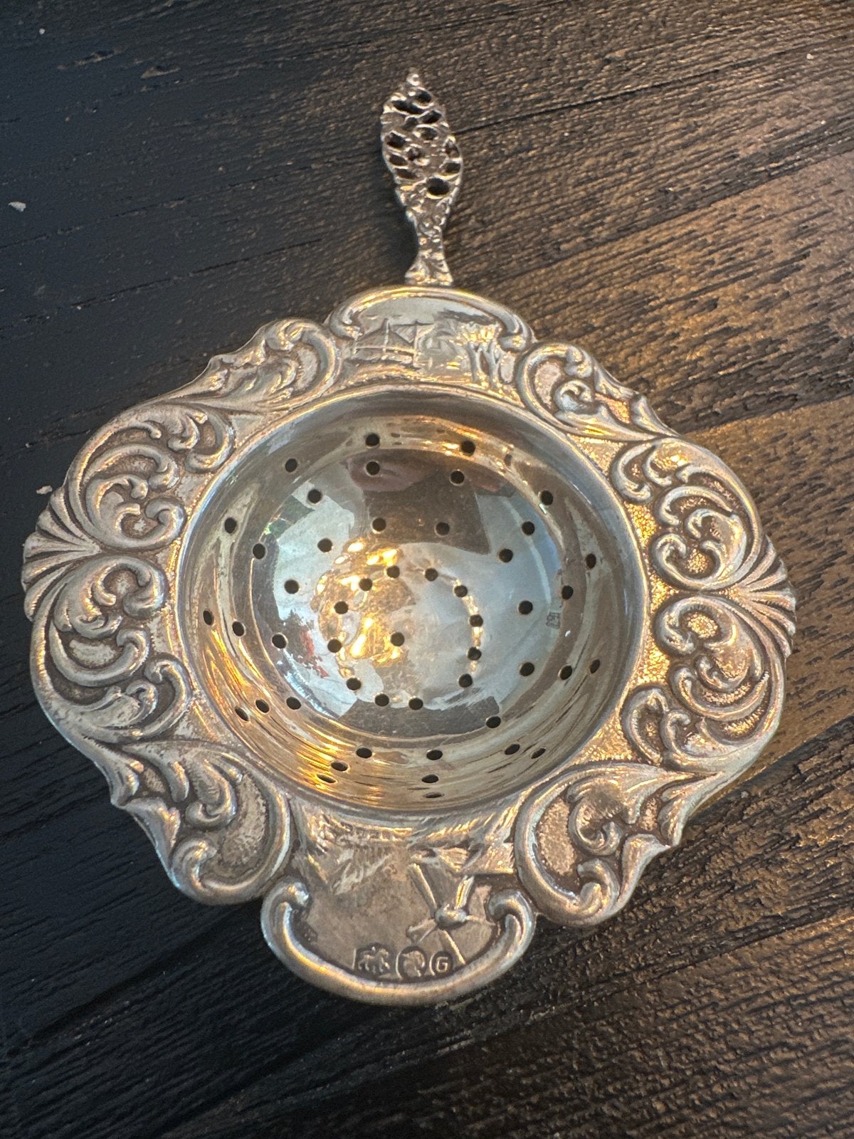 Antiek Zilveren Theezeefje met Sierlijke Details, Antiek en Kunst, Ophalen of Verzenden, Zilver