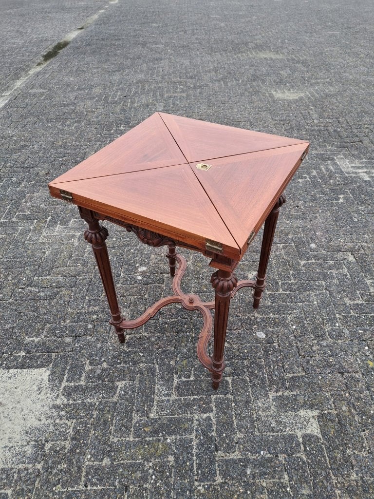Victoriaanse Enveloppenkaarttafel, Bridgetafel, Kaarttafel, Antiek en Kunst, Ophalen