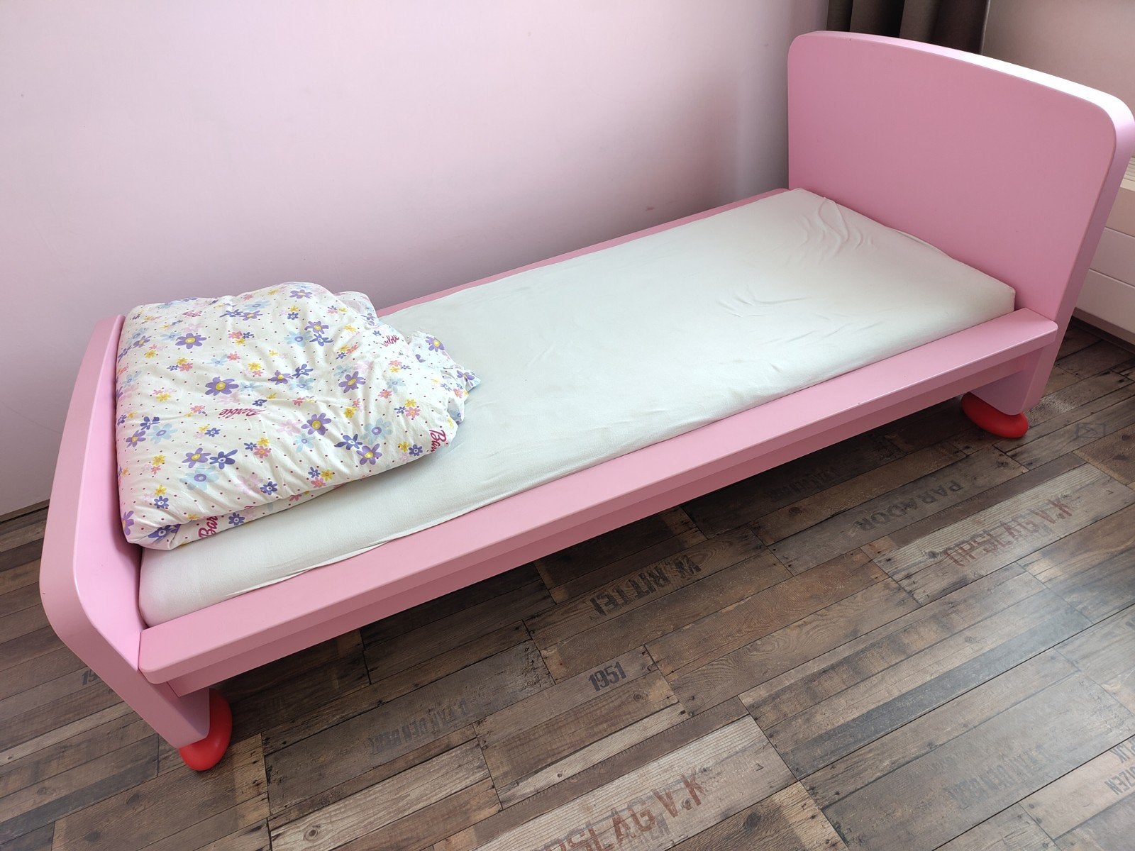 Roze junior kinderbed 70x160, Huis en Inrichting, Slaapkamer | Bedden, Gebruikt, Eenpersoons, 70 cm of minder, 190 cm of minder