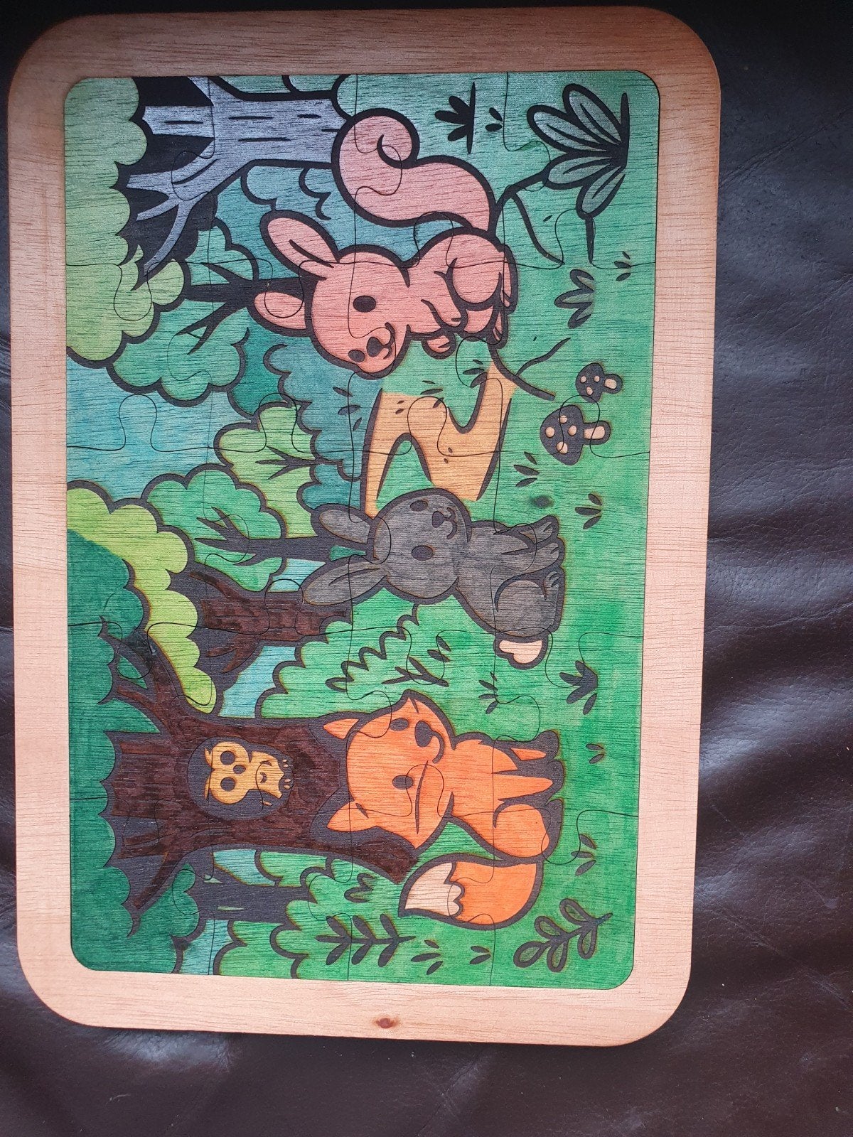 Handgemaakte houten kinderpuzzel met bosdieren (20 stukjes), Ophalen, 2 tot 4 jaar, Gebruikt, 10 tot 50 stukjes