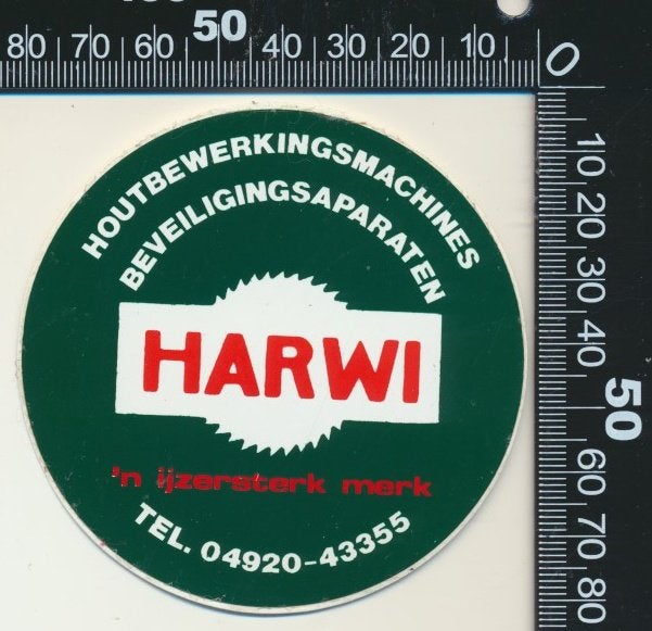 Sticker: Harwi Houtbewerkingsmachines, Ophalen of Verzenden, Zo goed als nieuw, Bedrijf of Vereniging