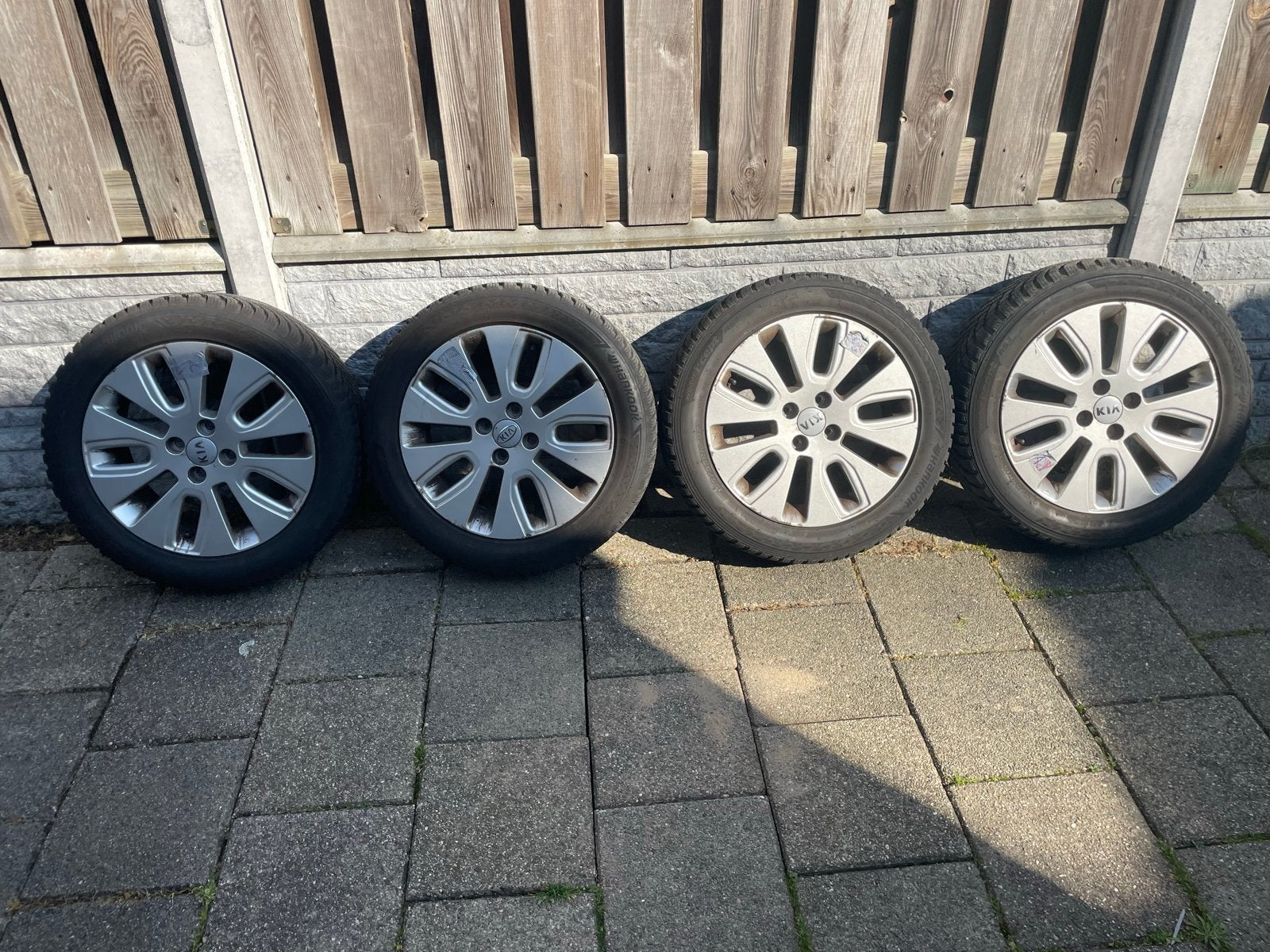 Winterbanden met velgen - Hankook 195/55R16, Ophalen, Gebruikt, 16 inch, Banden en Velgen