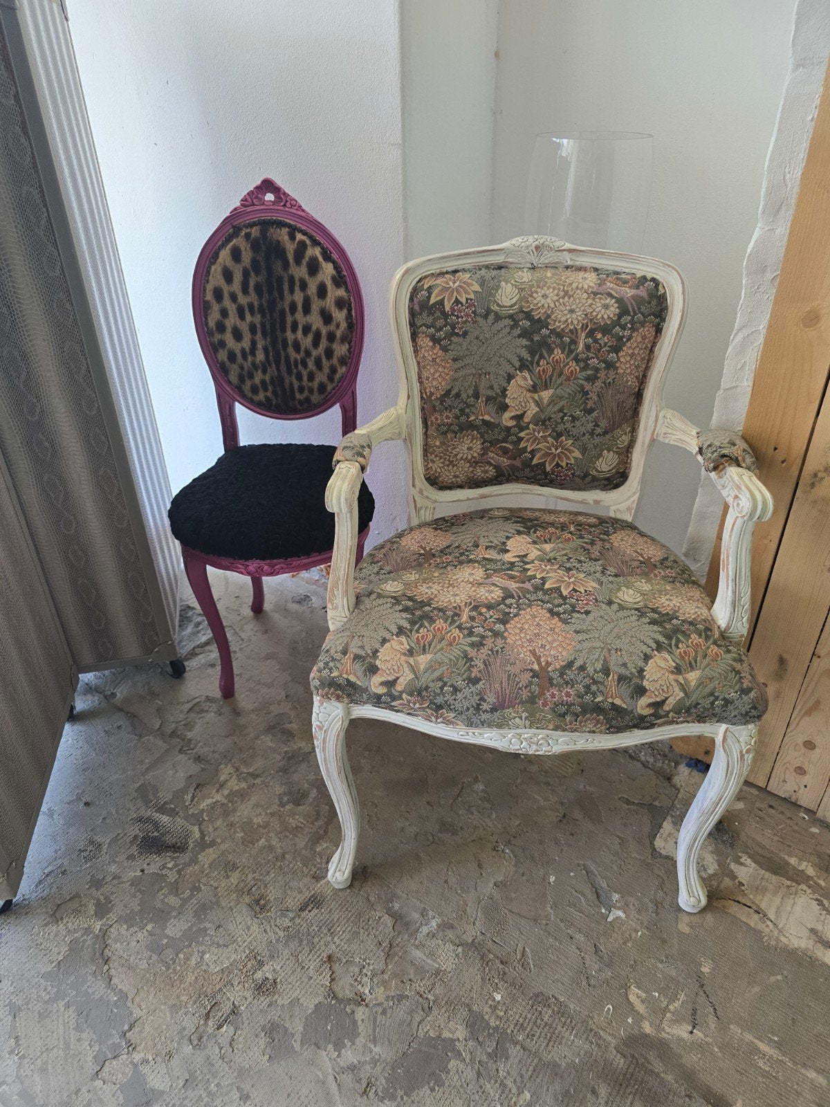 Set van 2 unieke stoelen: barok en luipaardprint, Ophalen of Verzenden