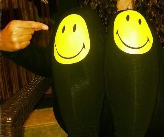 Legging zwart met smiley maat s smiley neon geel broeken, Legging, Divided, Maat 36/38 (S), Verzenden