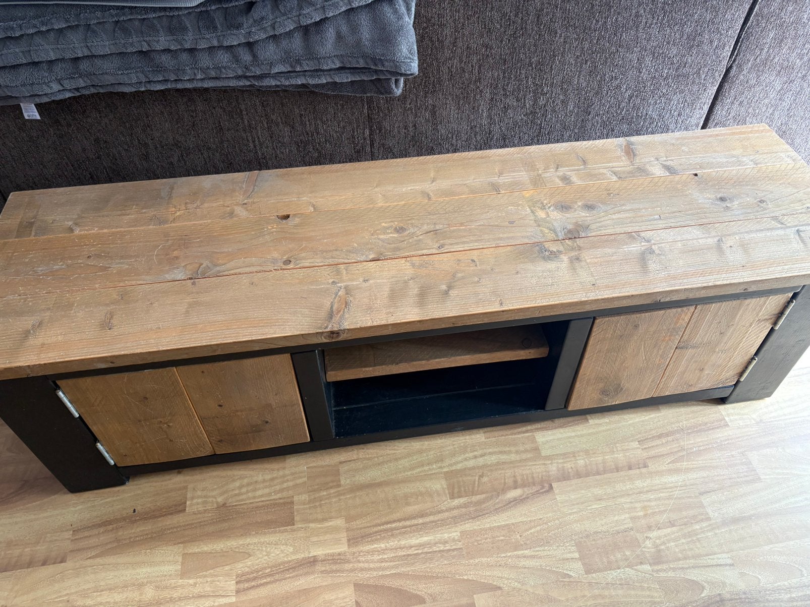 Stevige steigerhouten tv-kast en bank te koop, Huis en Inrichting, Ophalen, Gebruikt, 150 tot 200 cm, Minder dan 100 cm