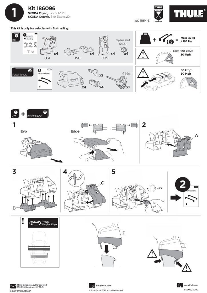 thule autospecifieke kit 186096, Auto diversen, Dakdragers, Ophalen of Verzenden, Gebruikt