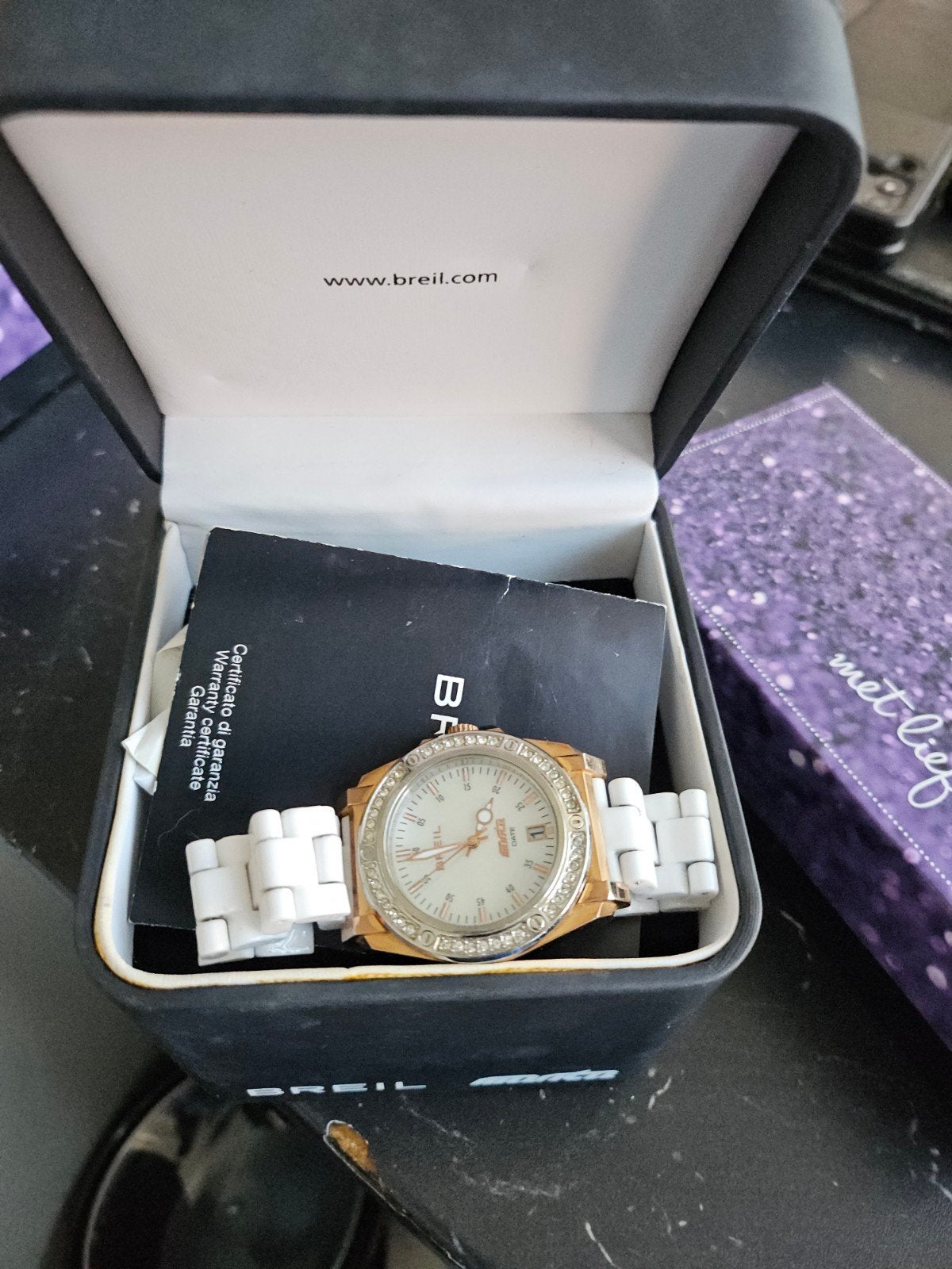 Breil Horloge Dames - Wit met Strass, Sieraden, Tassen en Uiterlijk, Horloges | Dames, Staal, Polshorloge, Kunststof, Ophalen of Verzenden