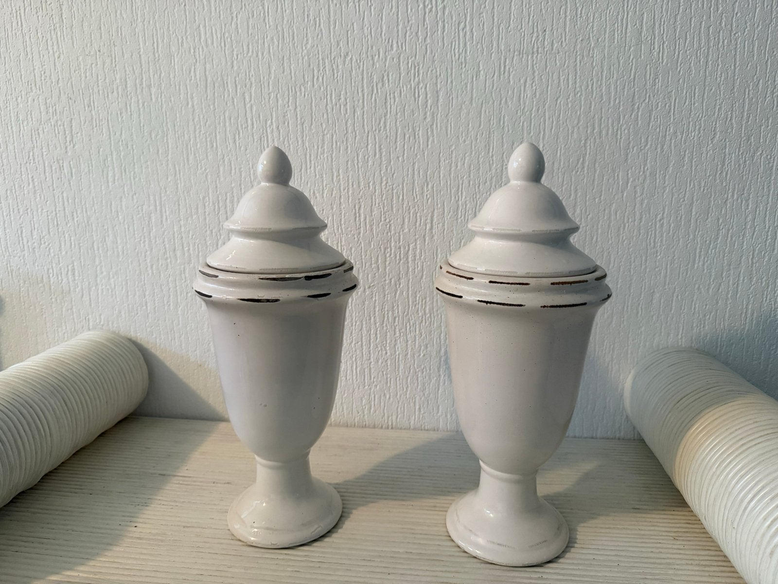 Set van 2 bloempotten met deksel - 39 cm hoog, Ophalen, Gebruikt, Rond, Binnen