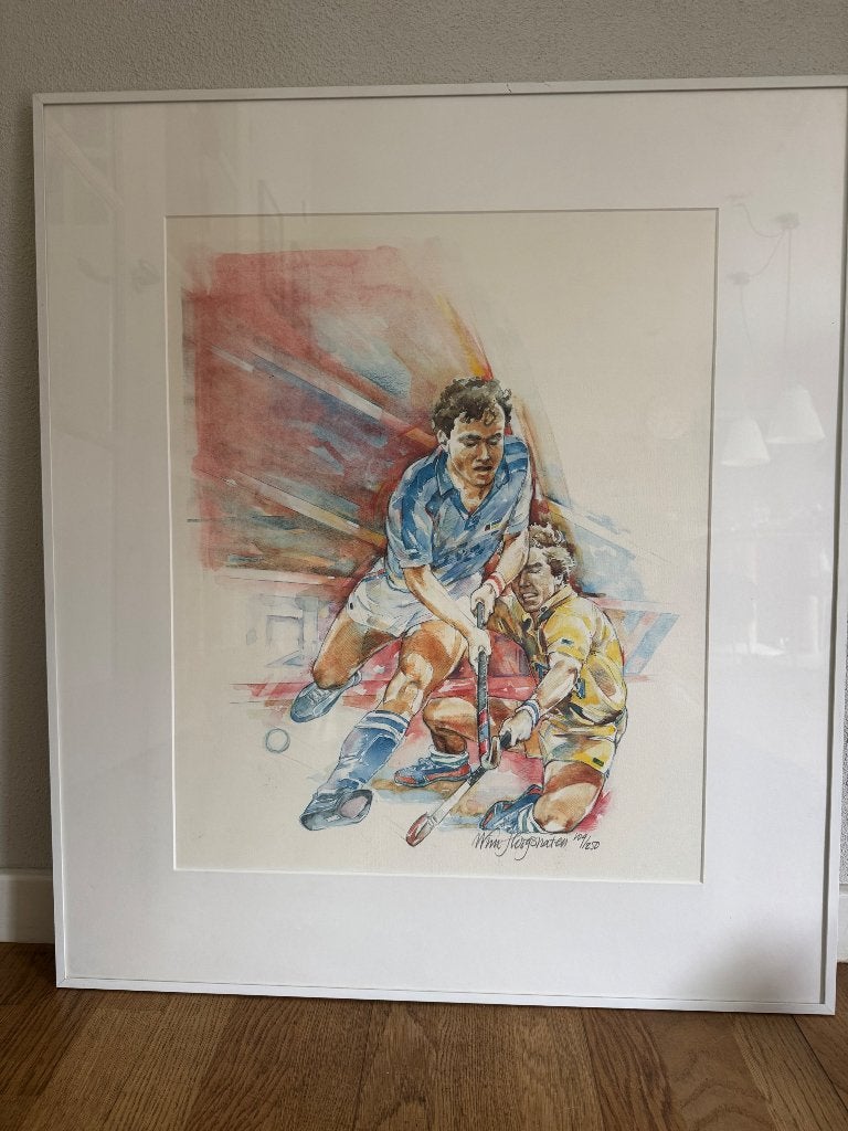 Zeefdruk 109/250 Wim Hoogstraten Hockey, Ophalen, Aquarel, Overig onderwerp, Overige materialen