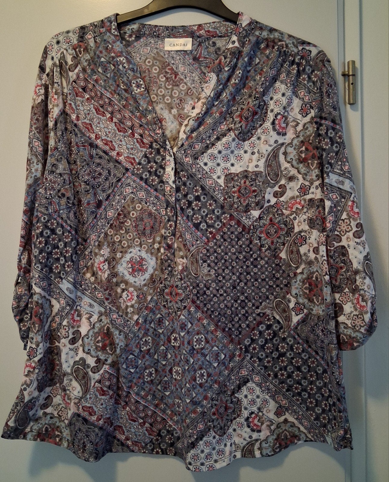 Gewerkte blouse - maat 52, Meerkleurig, Maat 46/48 (XL) of groter, Ophalen of Verzenden, Gedragen