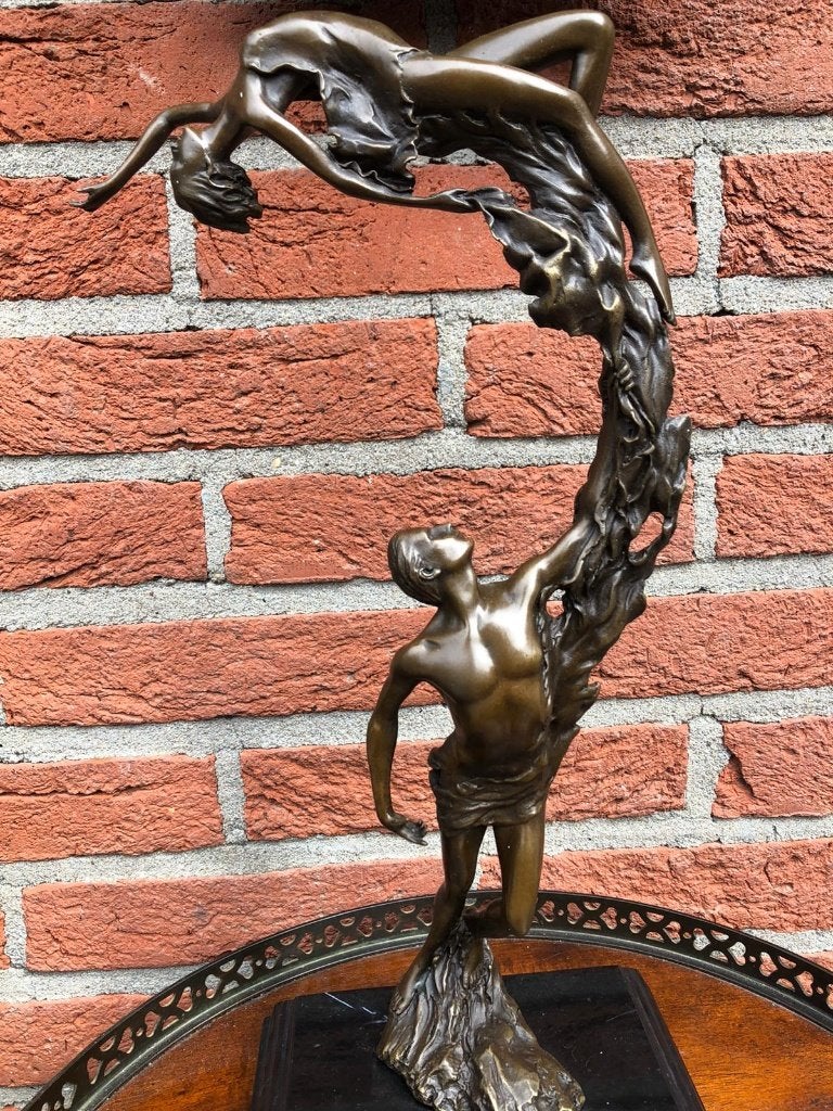 bronzen elegant beeld v stel dansers man vrouw, Antiek en Kunst, Ophalen of Verzenden, Brons, Beeld