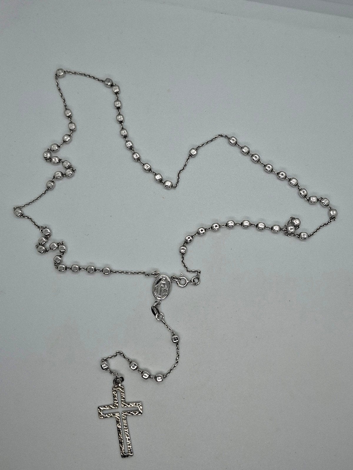 Zilveren Rozenkrans Ketting 925, Met hanger, Gebruikt, Ophalen of Verzenden, Zilver