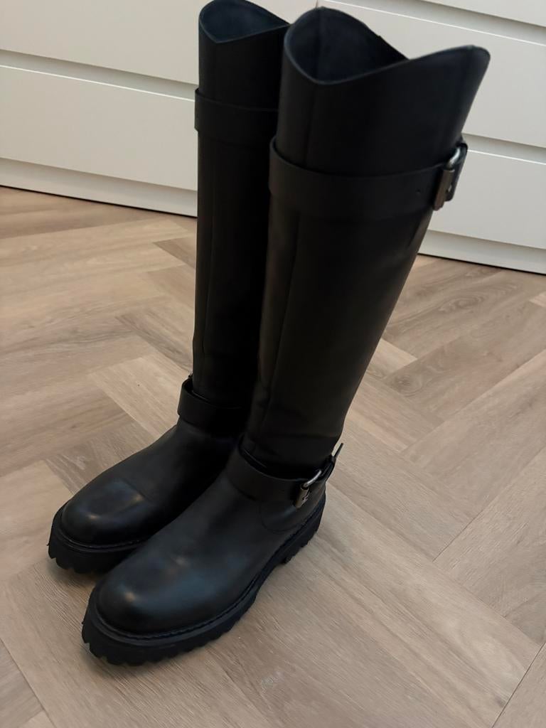 Shabbies ansterdam laarzen, Kleding | Dames, Schoenen, Verzenden, Zo goed als nieuw, Zwart, Hoge laarzen